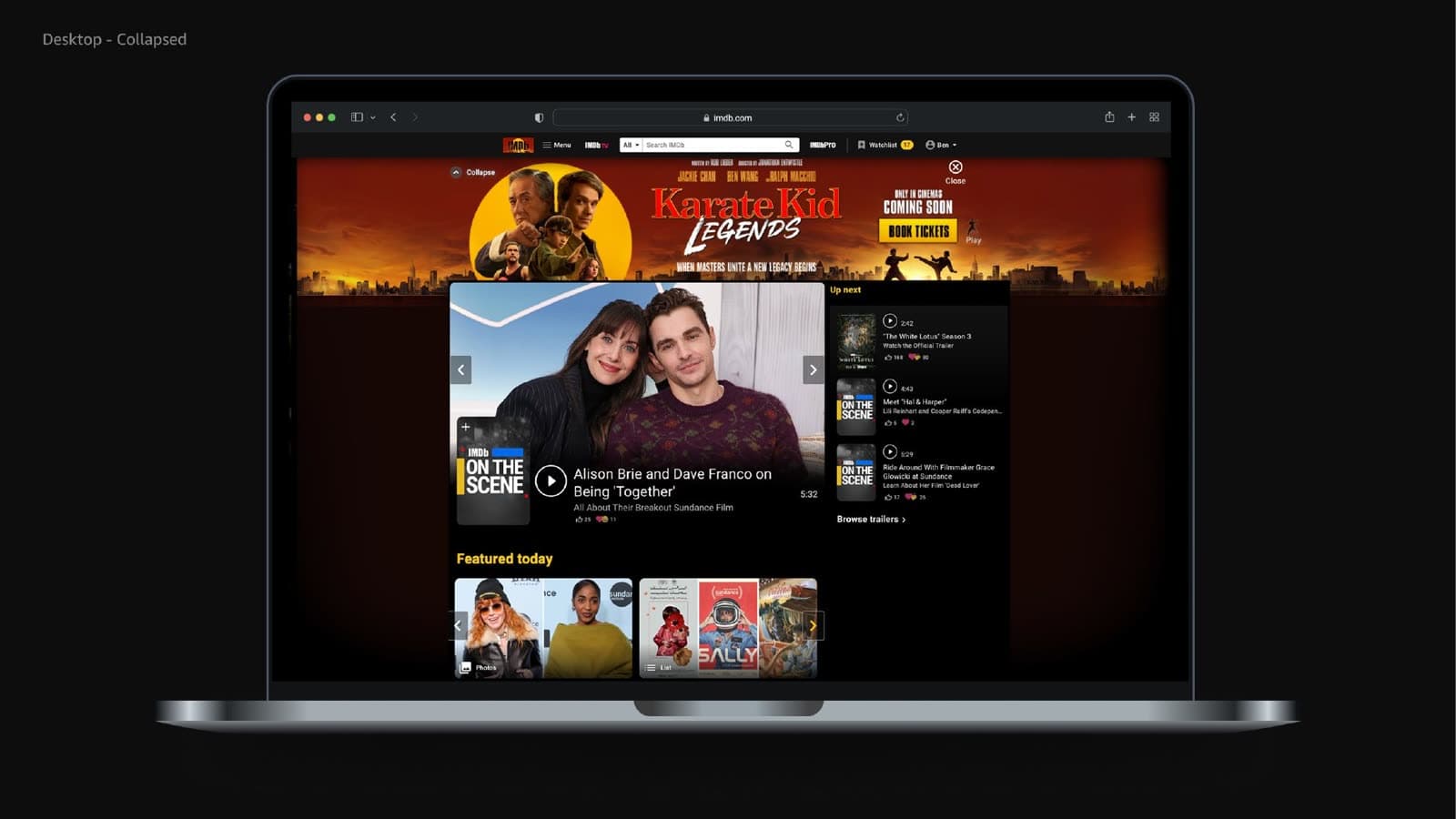 Original April 2025 desktop concept: collapsed Video Wall+ treatment with Book Tickets still present in the header.