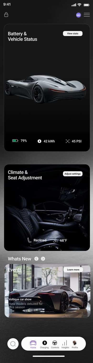 Tall composite of onboarding screens including profiles and settings.