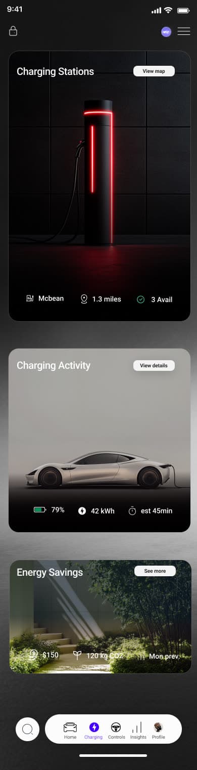 Tall composite of vehicle status and personalization screens.
